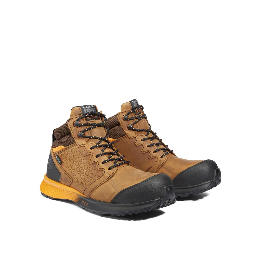 Timberland Pro Reaxion Composite-Toe Waterproof Work Boot Brown/Orange Detail View