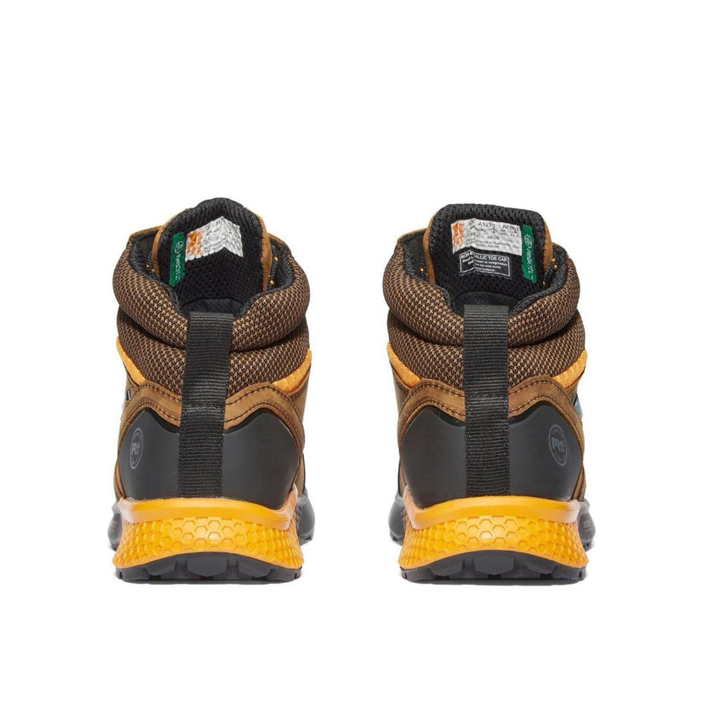 Timberland Pro Reaxion Composite-Toe Waterproof Work Boot Brown/Orange Heel-Back View