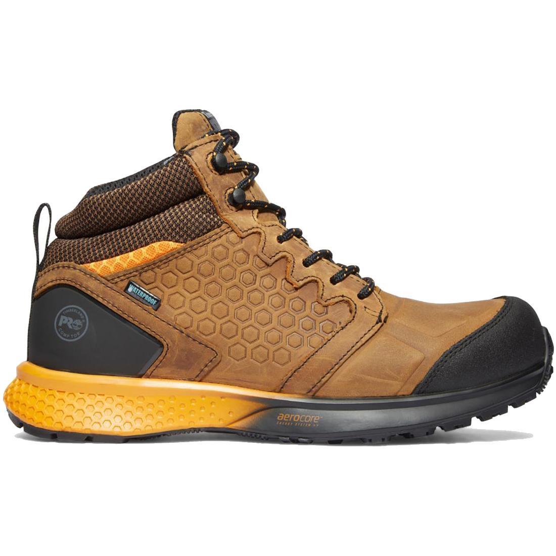 Timberland Pro Reaxion Composite-Toe Waterproof Work Boot Brown/Orange Profile View
