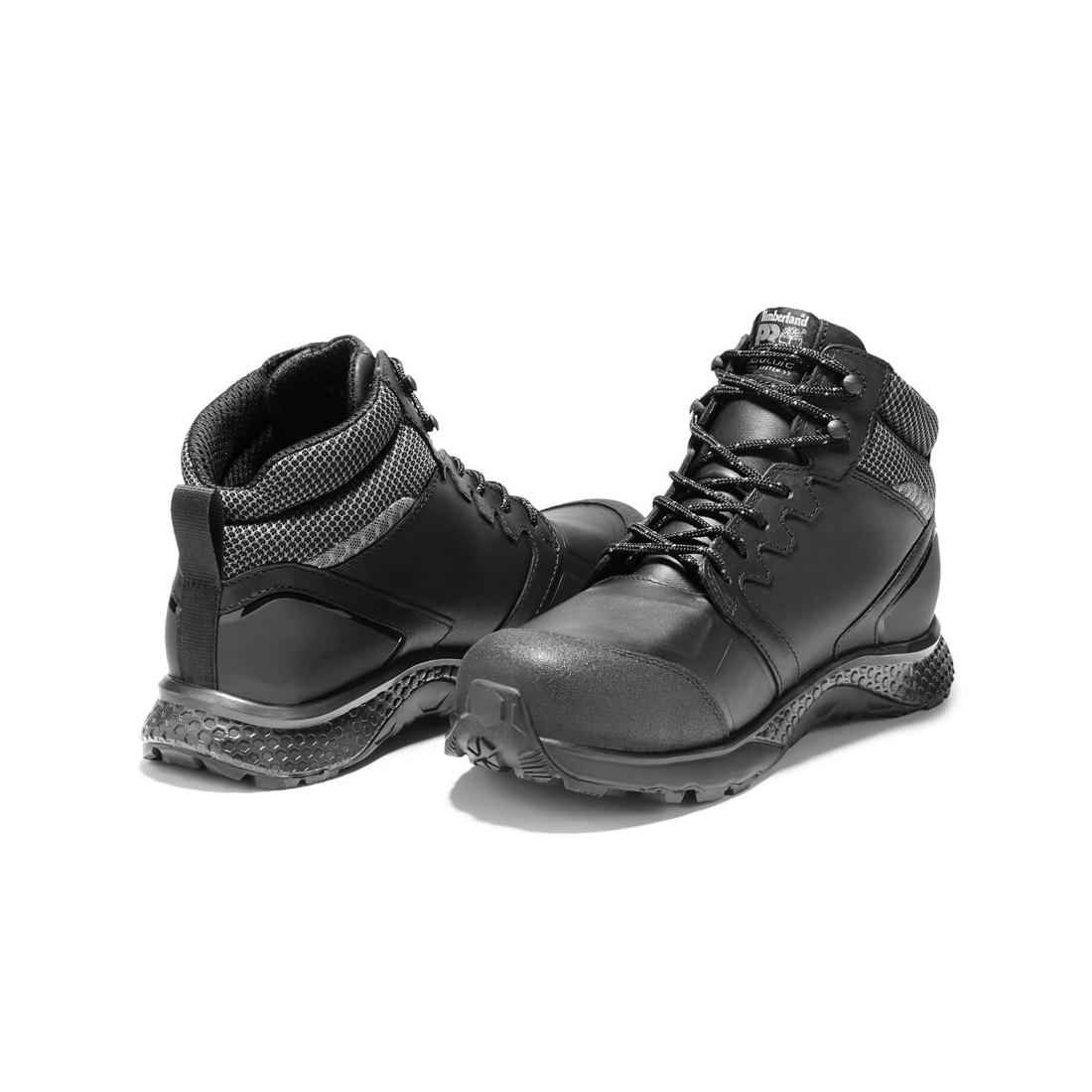 Timberland Pro Women's Reaxion Composite-Toe Waterproof Work Boot Black Heel-Back View