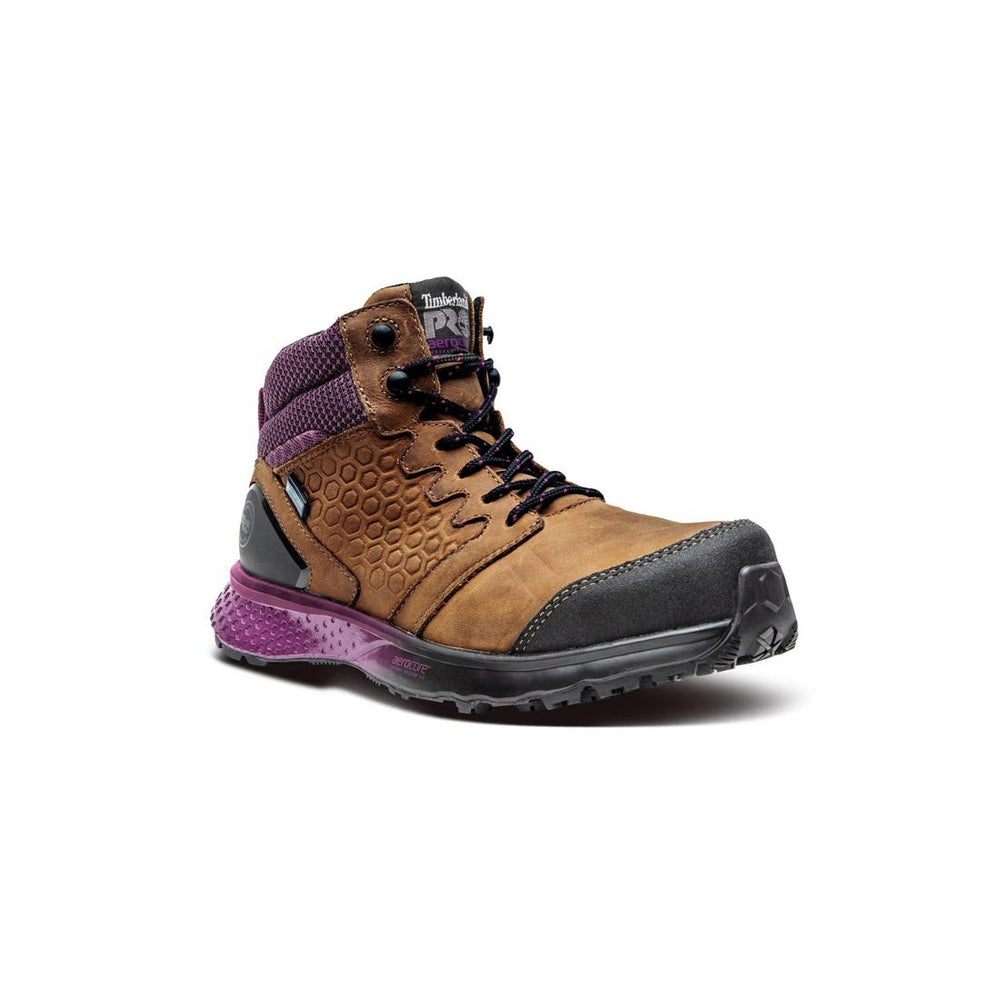 Timberland Pro Women's Reaxion Composite-Toe Waterproof Work Boot Brown Medial View