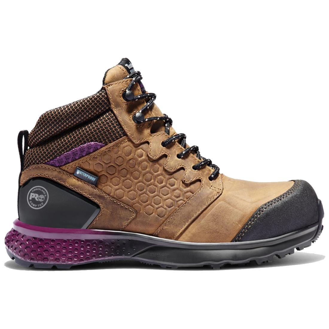 Timberland Pro Women's Reaxion Composite-Toe Waterproof Work Boot Brown Profile View