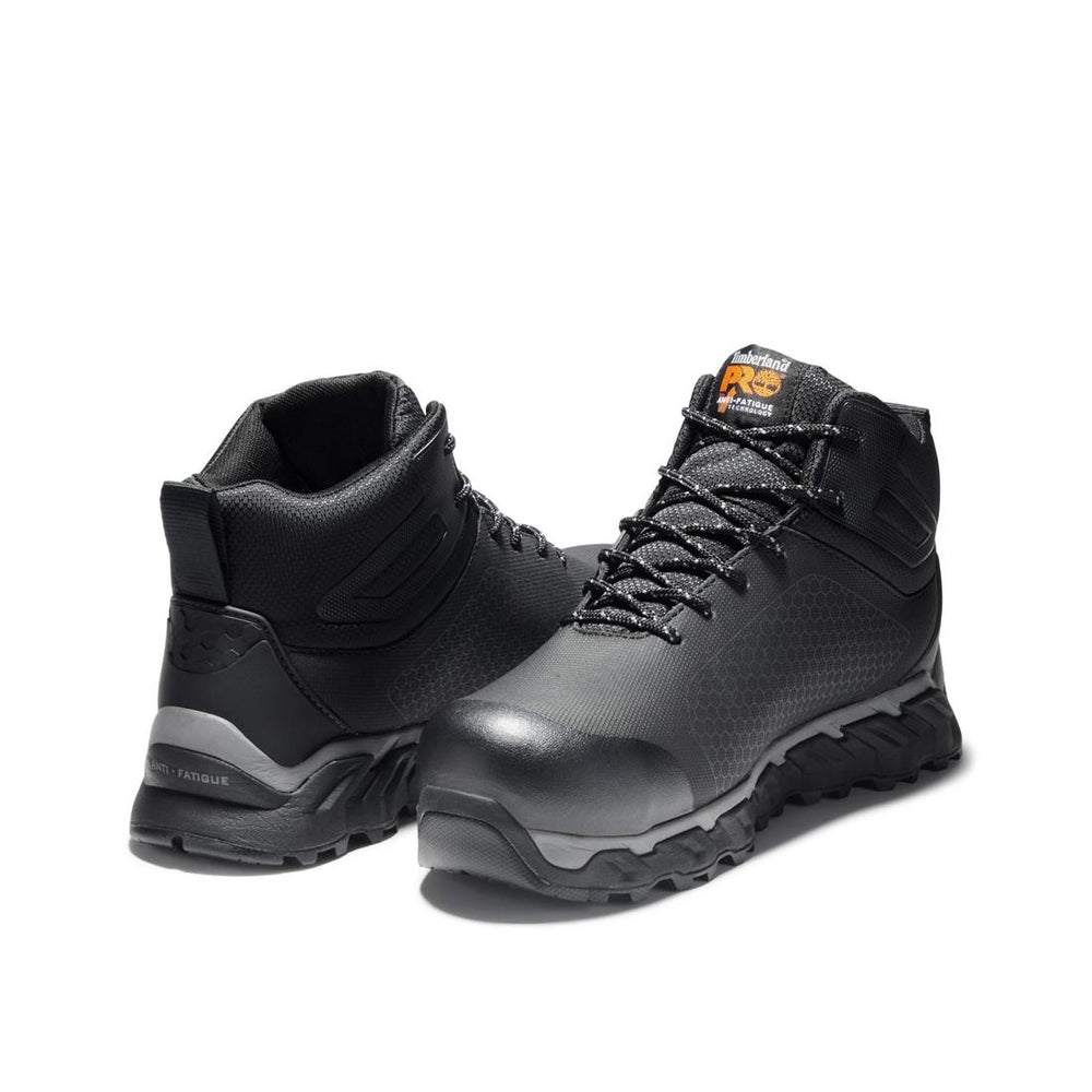 Timberland Pro Ridgework Composite-Toe Waterproof Work Boot Black Heel-Back View