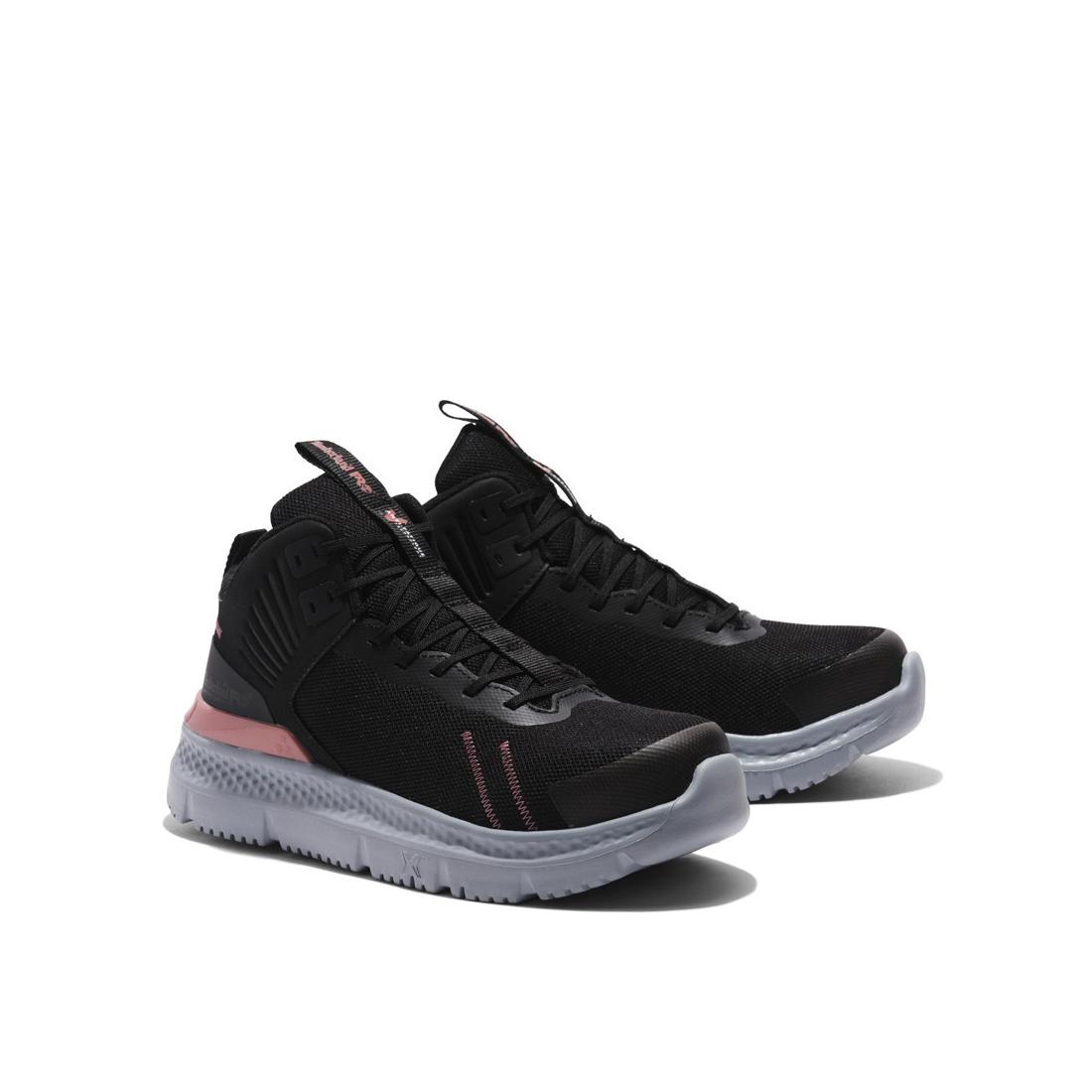 Timberland Pro Women's Setra Composite-Toe Work Shoe Black/Grey Angled View