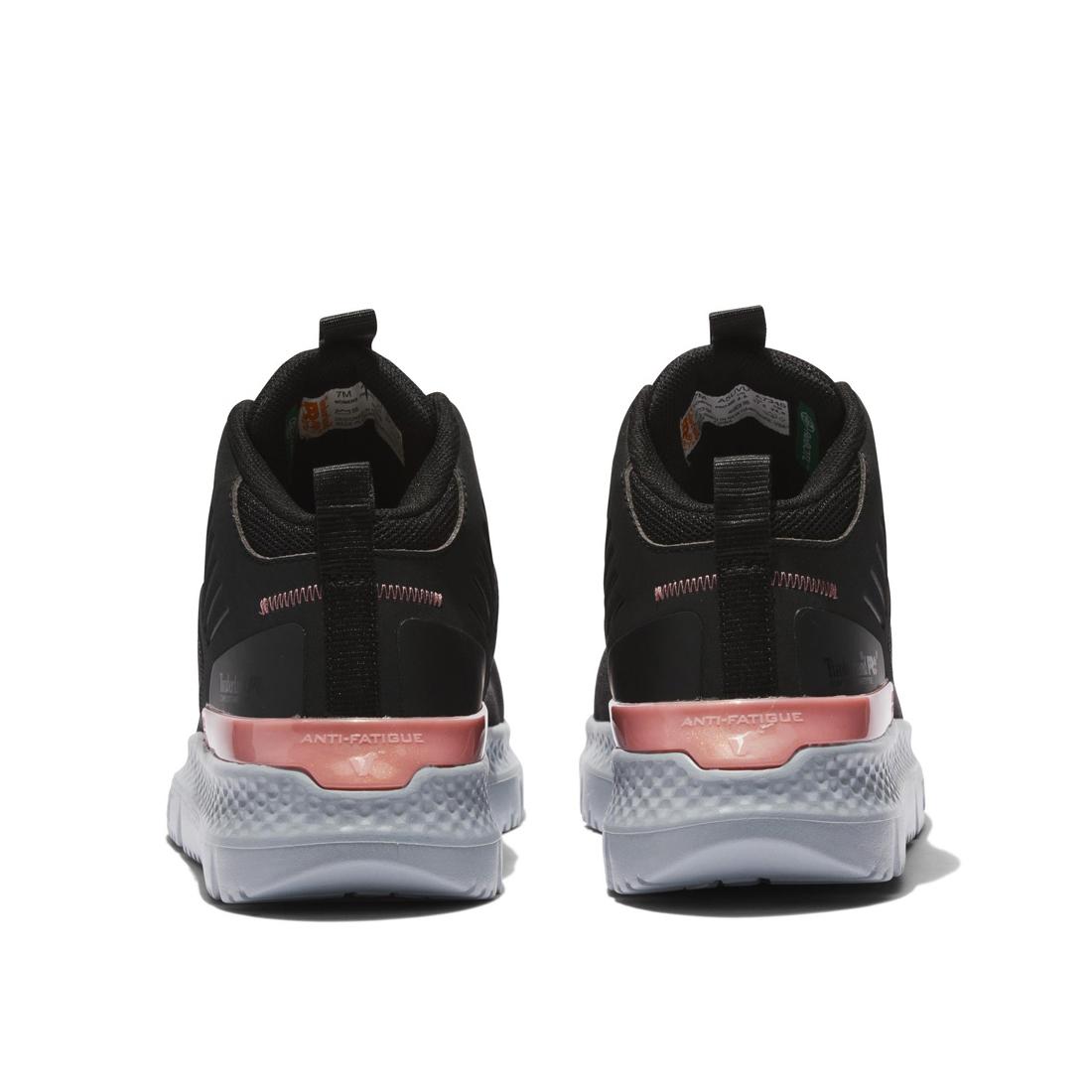 Timberland Pro Women's Setra Composite-Toe Work Shoe Black/Grey Heel-Back View