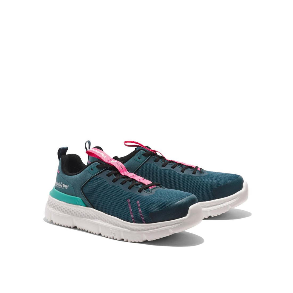 Timberland Pro Women's Setra Composite-Toe Work Shoe Teal Angled View