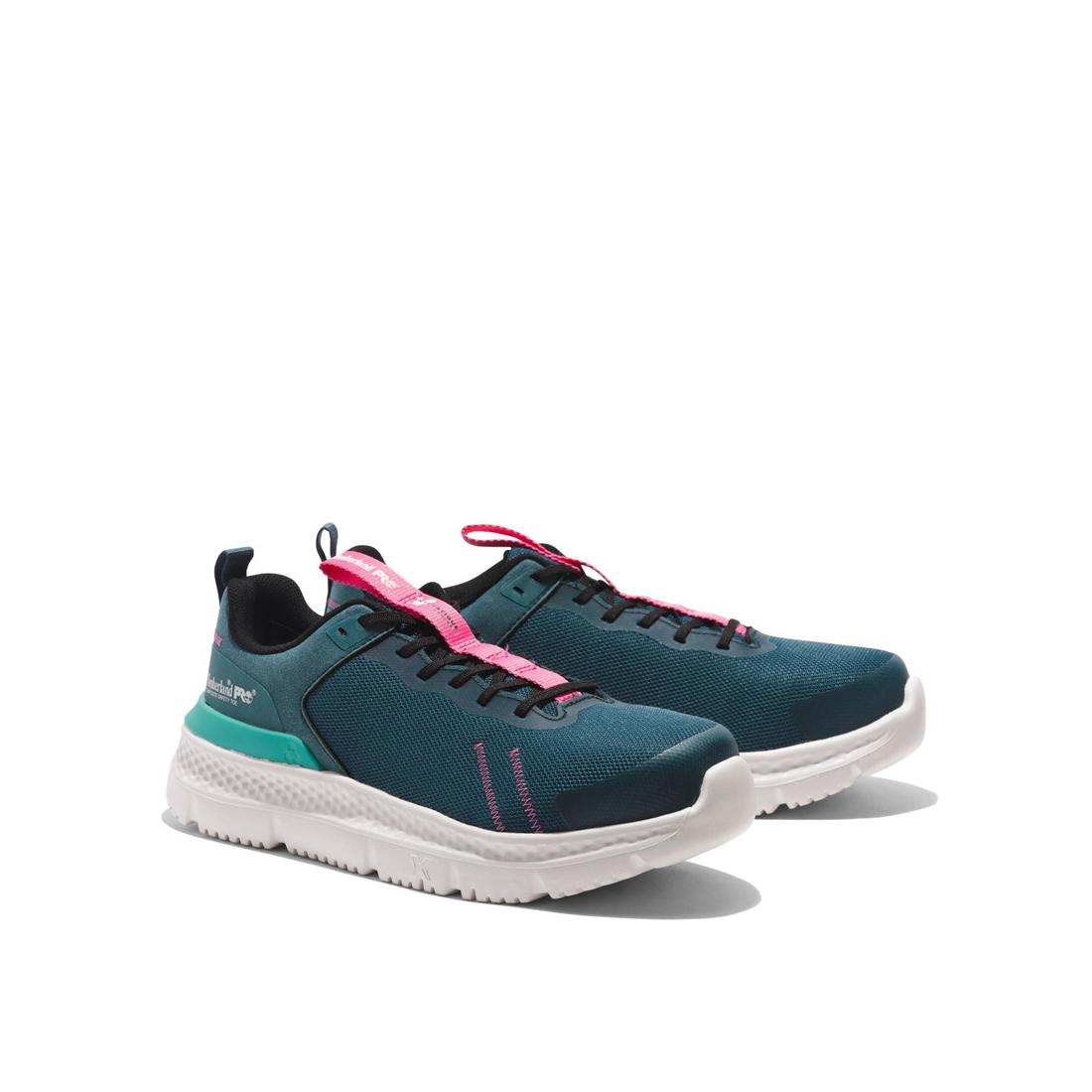 Timberland Pro Women's Setra Composite-Toe Work Shoe Teal Angled View