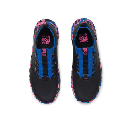 Timberland Pro Women's Solace MAX Slip Resistant Shoe Black/Blue Front-upper View