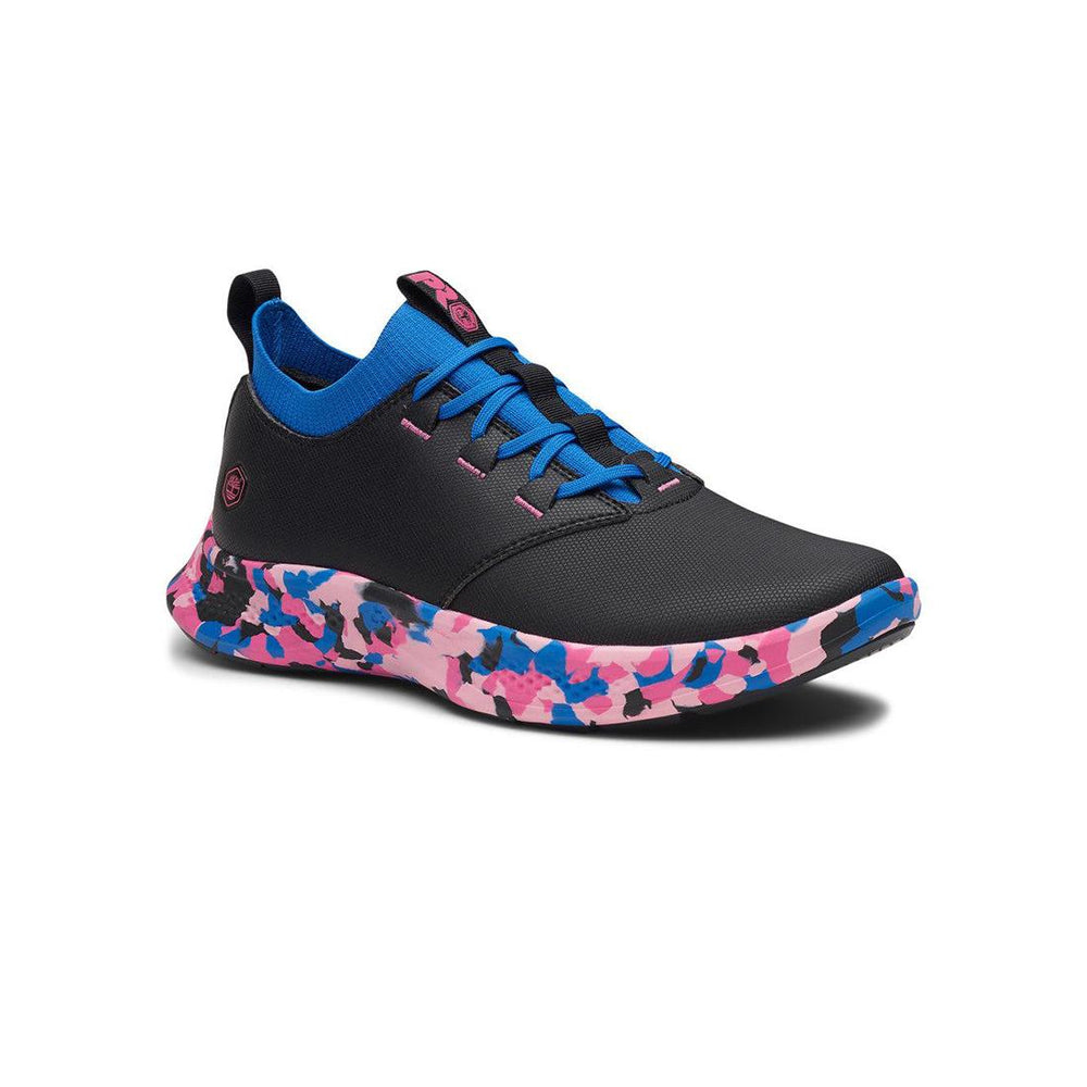 Timberland Pro Women's Solace MAX Slip Resistant Shoe Black/Blue Medial View