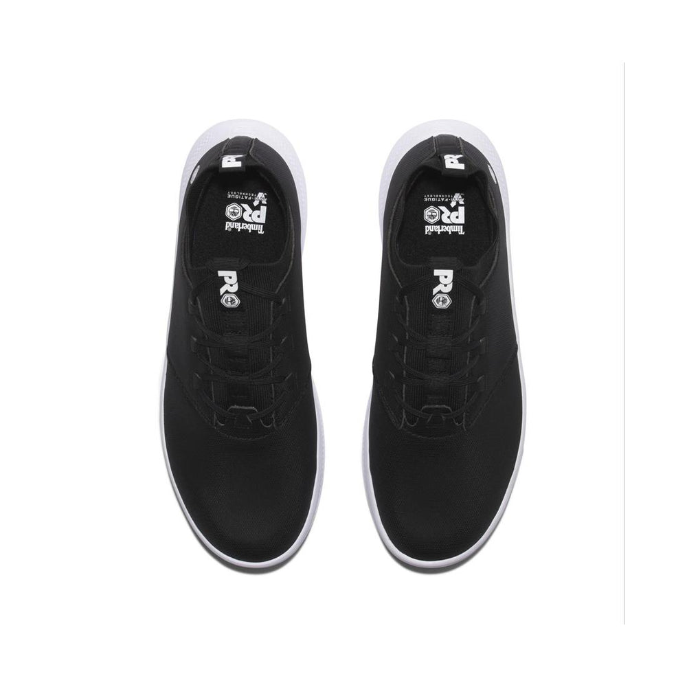 Timberland Pro Women's Solace Max Soft-Toe Slip-On Shoe Black/White Front-upper View