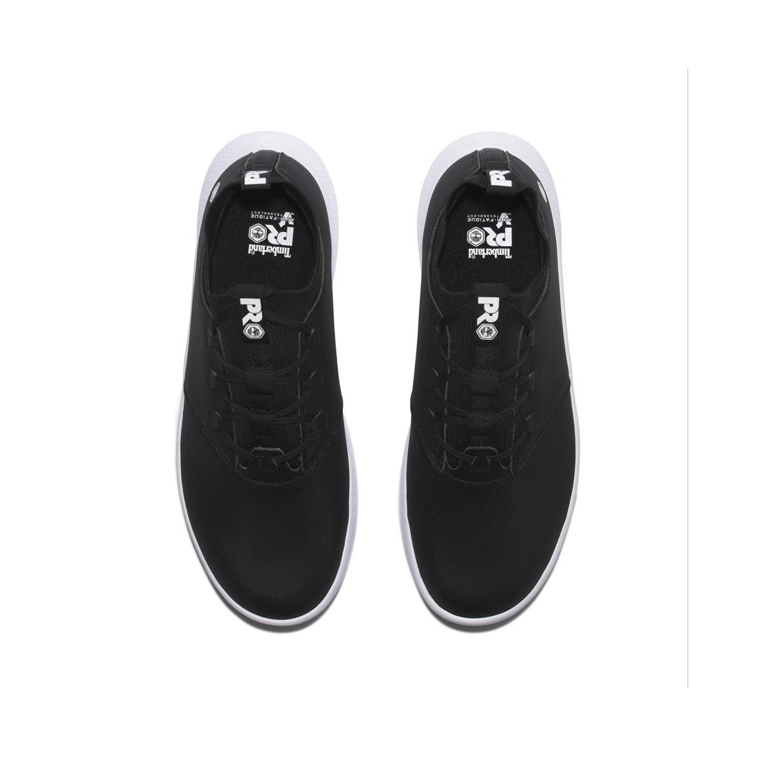 Timberland Pro Women's Solace Max Soft-Toe Slip-On Shoe Black/White Front-upper View