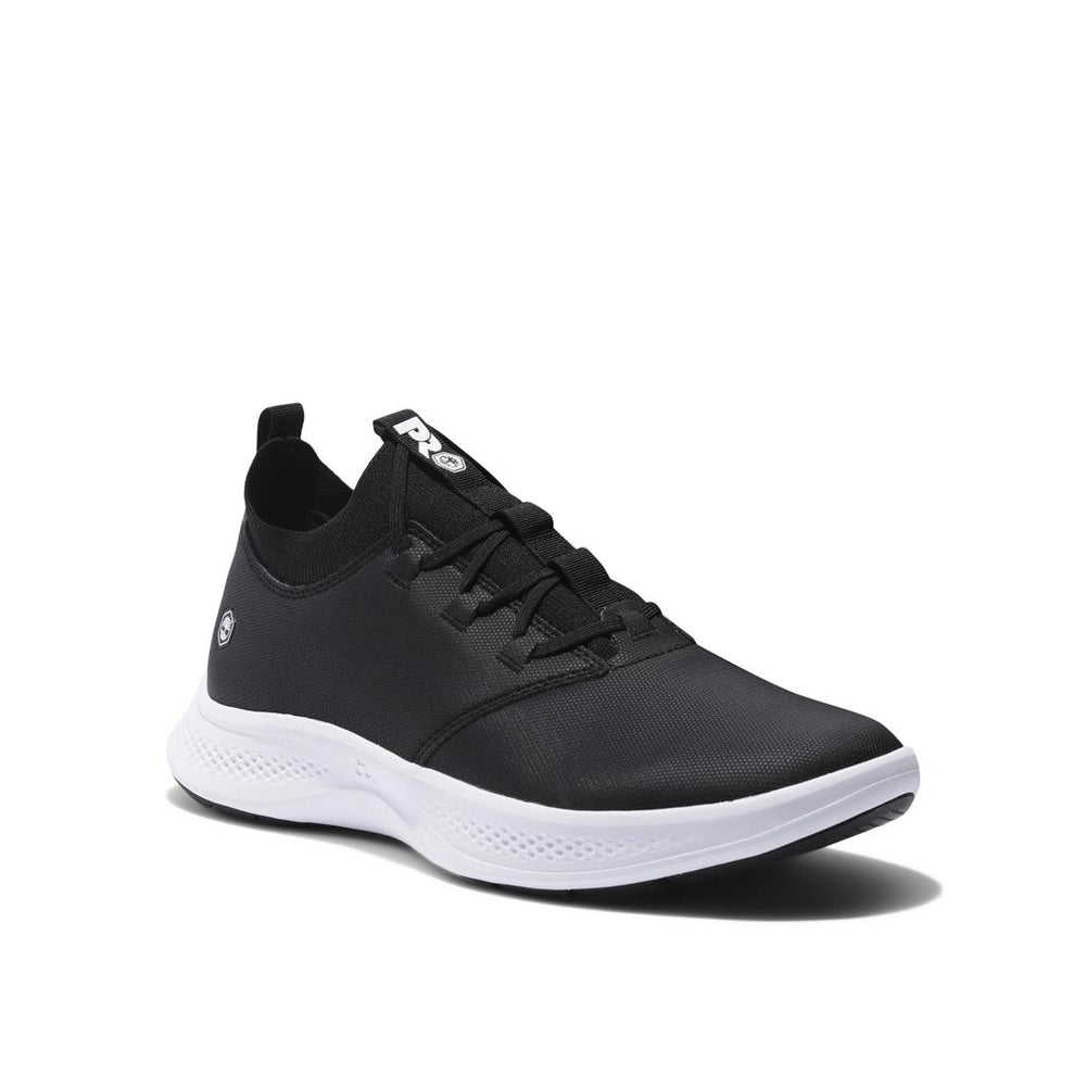 Timberland Pro Women's Solace Max Soft-Toe Slip-On Shoe Black/White Medial View