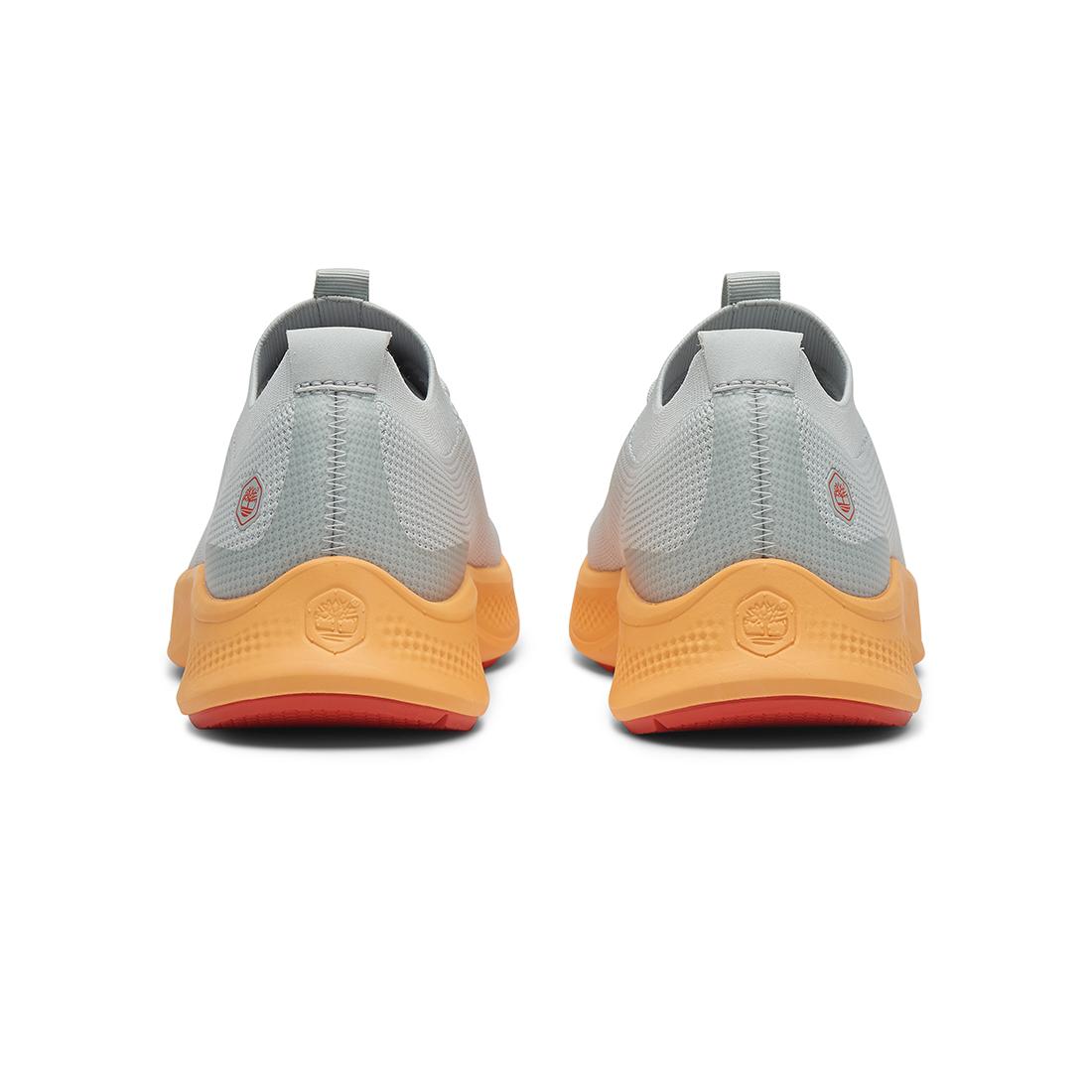 Timberland Pro Women's Solace Slipon Knit Work Shoe Grey/Orange Heel-Back View