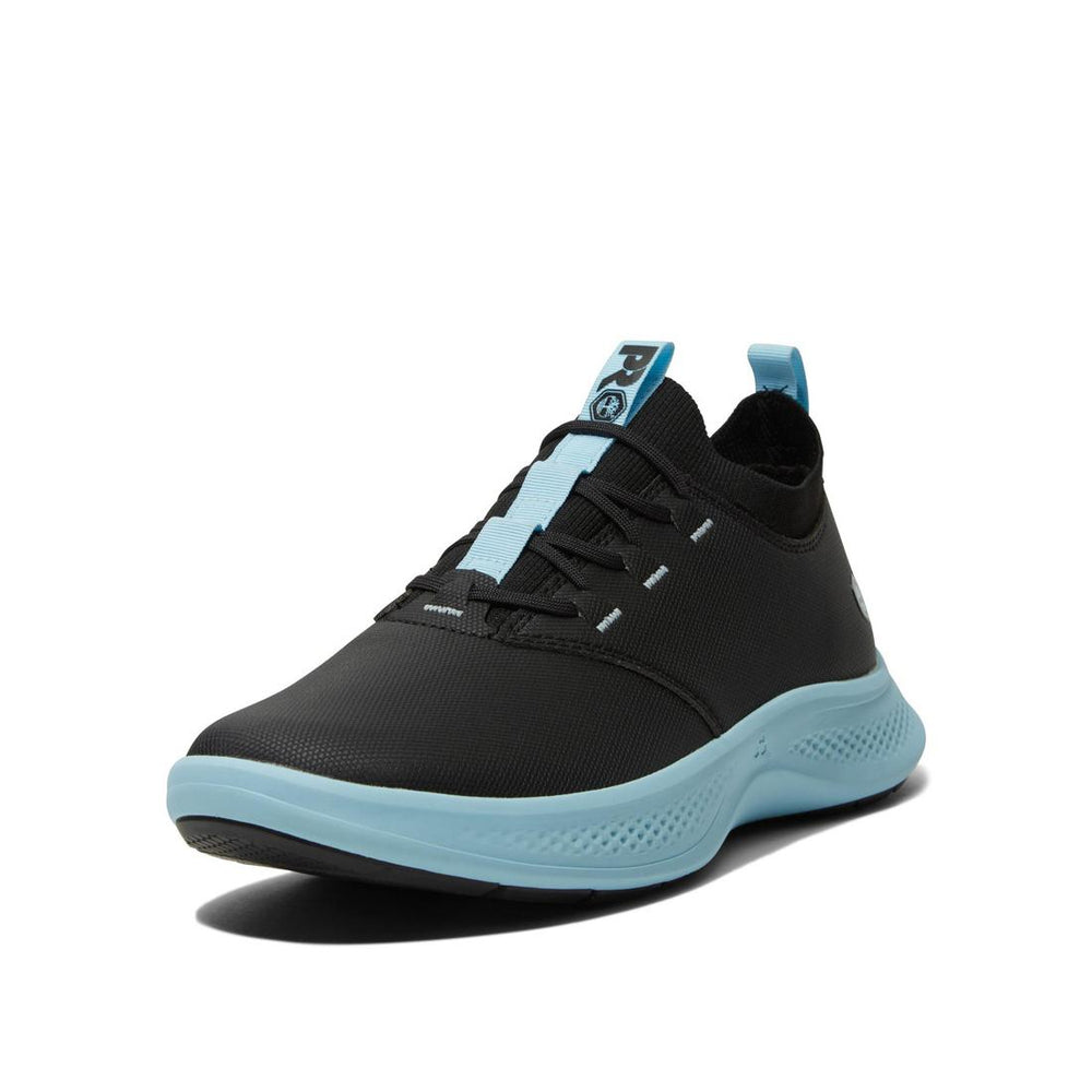 Timberland Pro Women's Solace Max Soft-Toe Slip-On Shoe Black/Blue Detail View