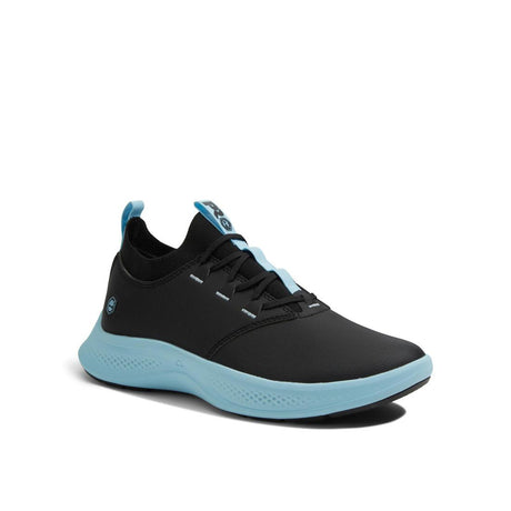 Timberland Pro Women's Solace Max Soft-Toe Slip-On Shoe Black/Blue Medial View