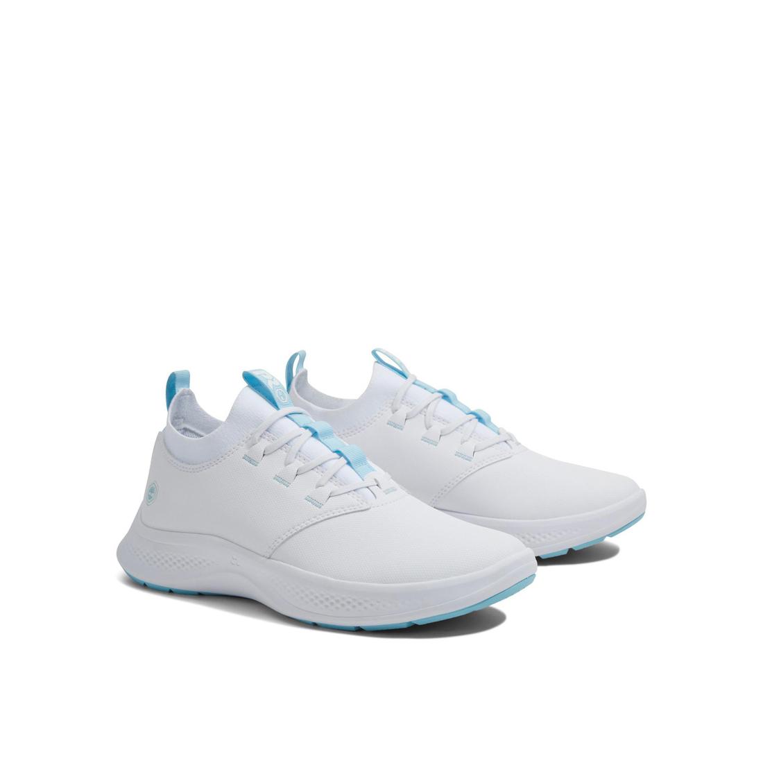 Timberland Pro Women's Solace Max Soft-Toe Slip-On Shoe White Angled View