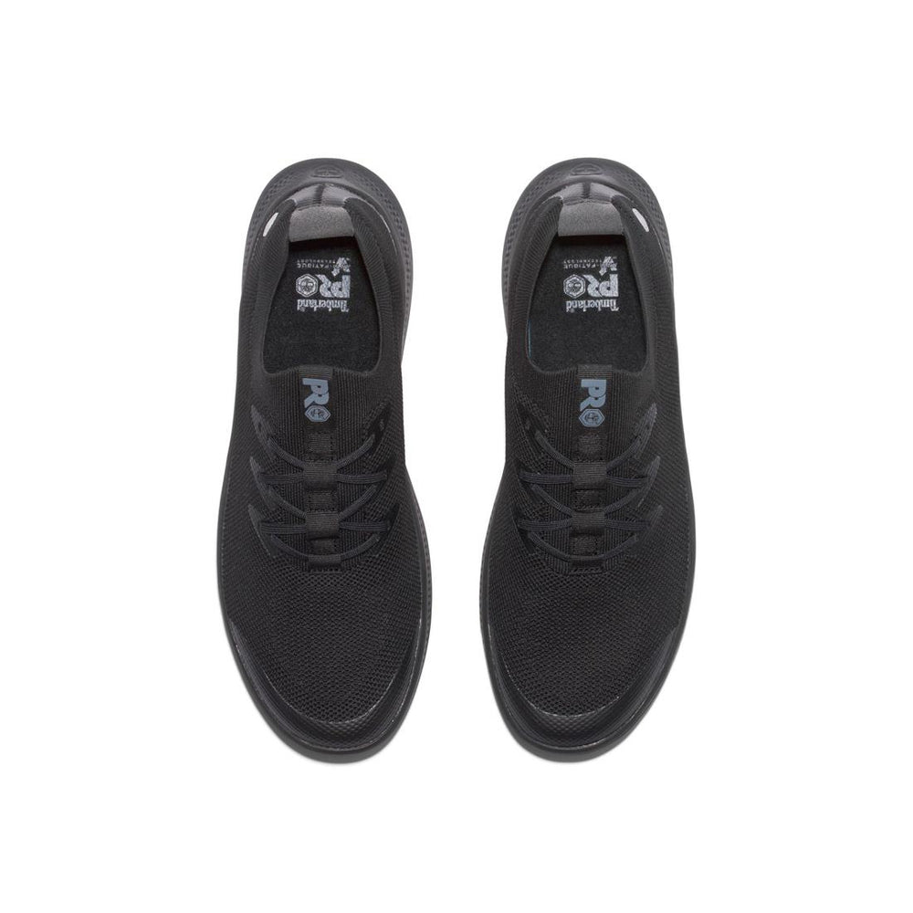 Timberland Pro Women's Solace Soft-Toe Slip-On Shoe Black Front-upper View