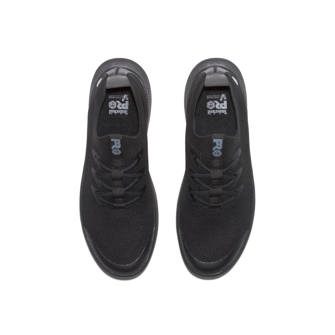 Timberland Pro Women's Solace Soft-Toe Slip-On Shoe Black Front-upper View