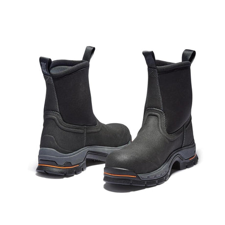 Timberland Pro Stockdale Alloy-Toe Waterproof Pull-On Work Boot Black Heel-Back View