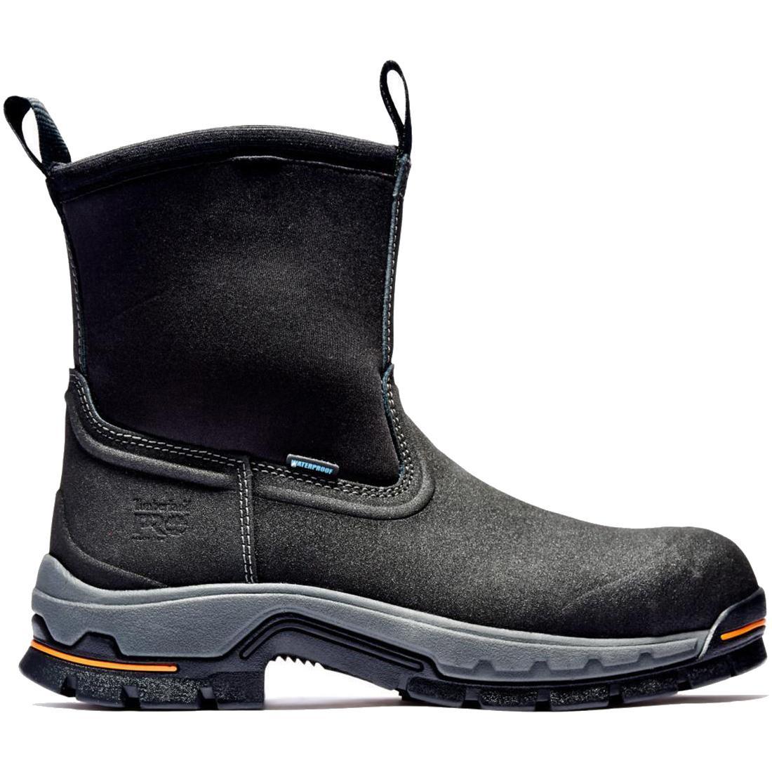 Steel Toes b2b - Stockdale Alloy-Toe Waterproof Pull-On Work Boot Black Profile View