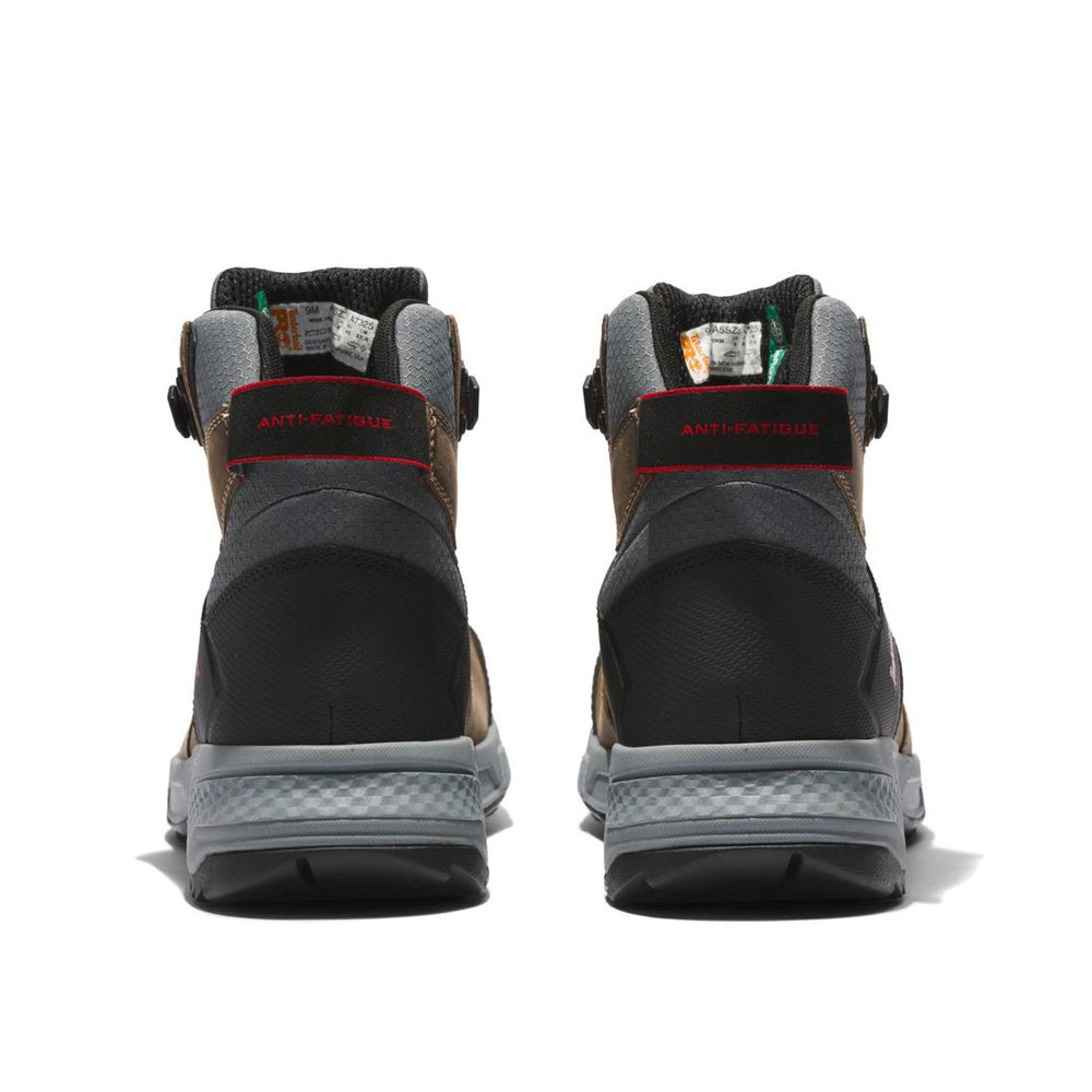 Timberland Pro Switchback 6 Inch Composite-Toe Waterproof Work Boot Brown/Grey Heel-Back View