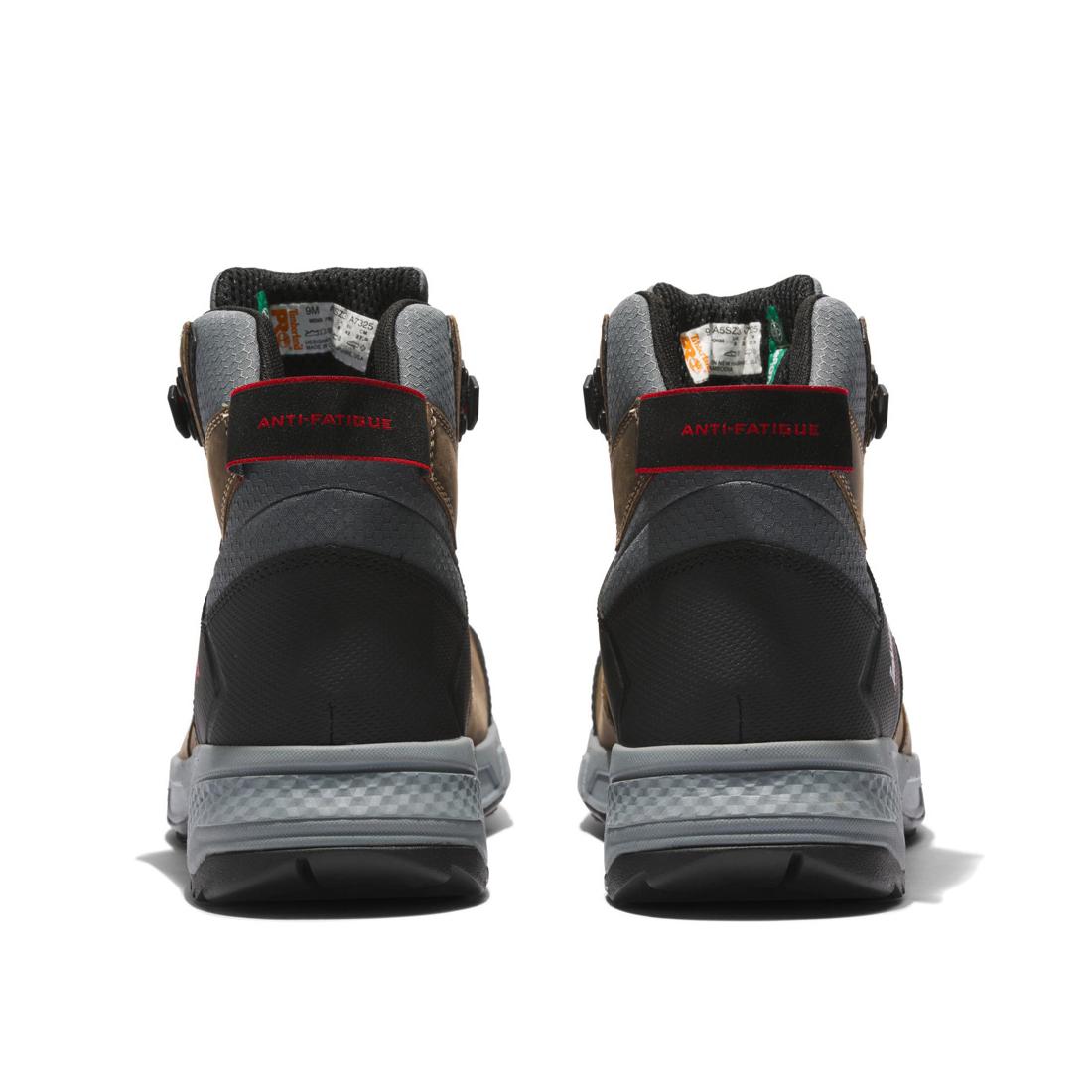 Timberland Pro Switchback 6 Inch Composite-Toe Waterproof Work Boot Brown/Grey Heel-Back View