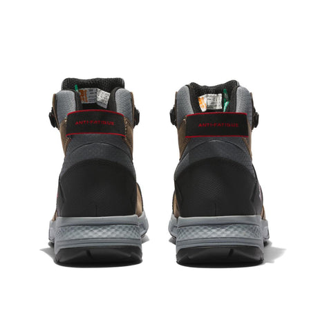 Timberland Pro Switchback 6 Inch Composite-Toe Waterproof Work Boot Brown/Grey Heel-Back View