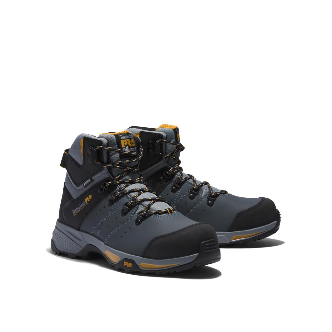 Timberland Pro Switchback 6 Inch Composite-Toe Waterproof Work Boot Gray Angled View