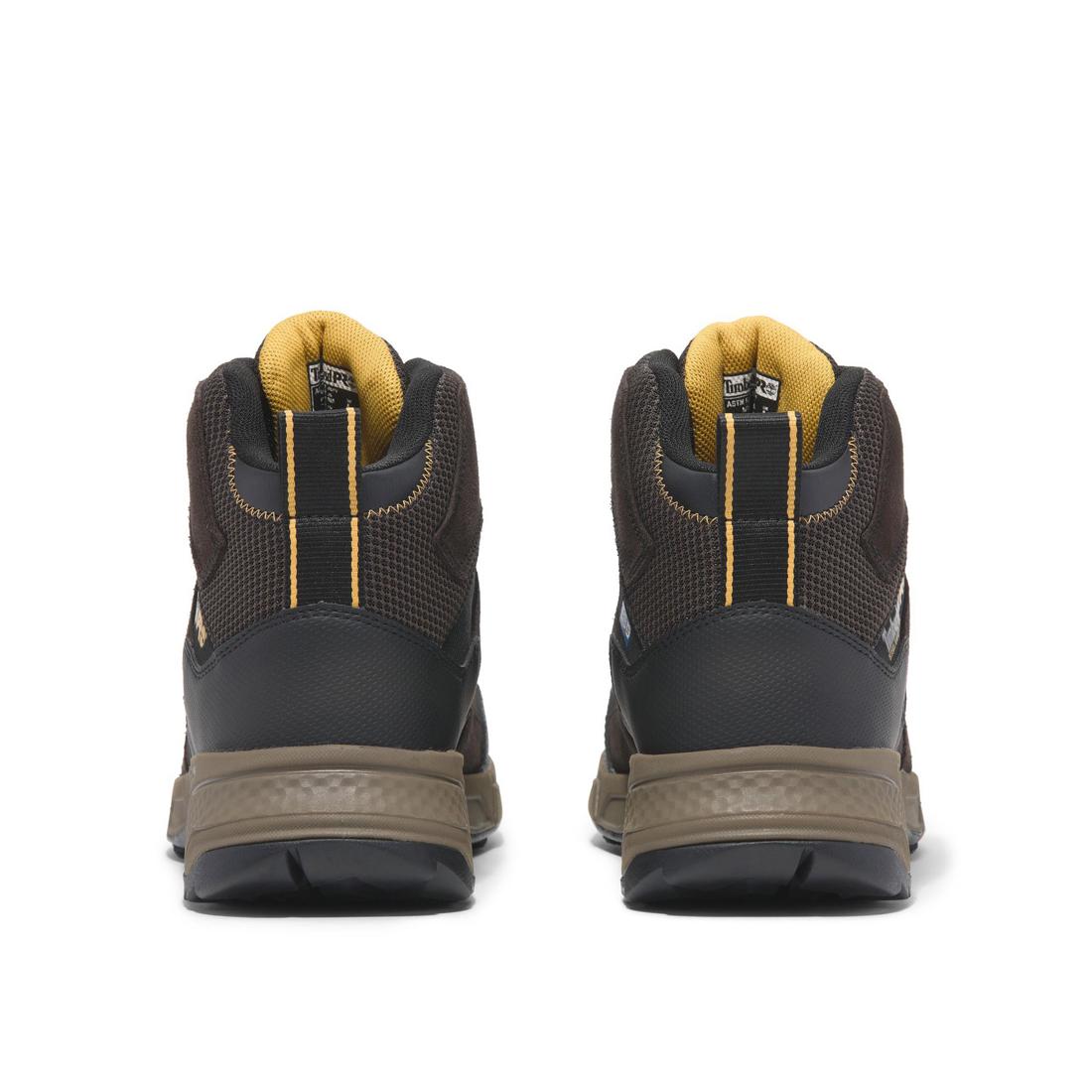 Timberland Pro Switchback Lt 6 Inch SD10 Steel-Toe Work Boot Brown/Yellow Heel-Back View