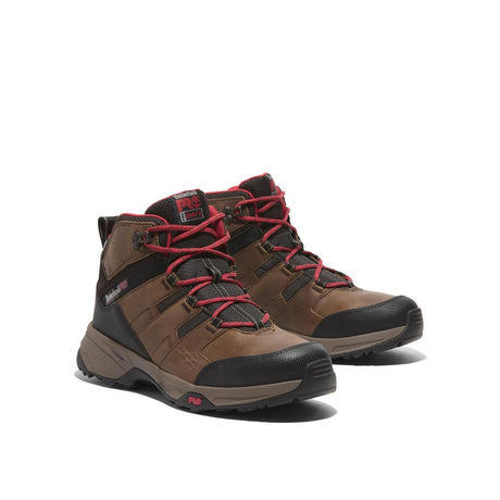 Timberland Pro Switchback Lt 6 Inch Steel-Toe Work Boot Brown/Red Angled View