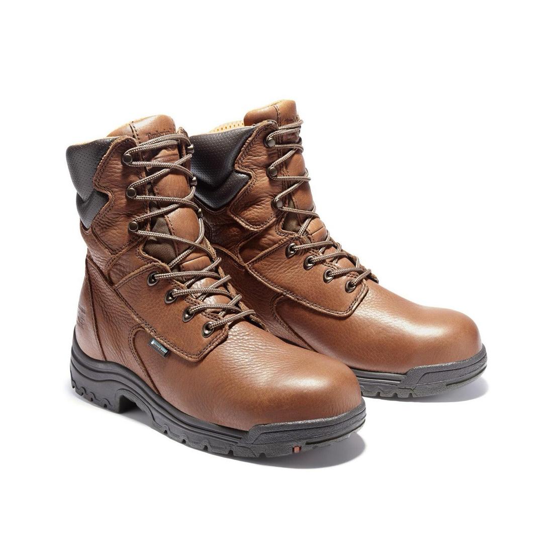 Timberland Pro Titan 8 Inch Alloy-Toe Waterproof Work Boot Medium Brown Detail View