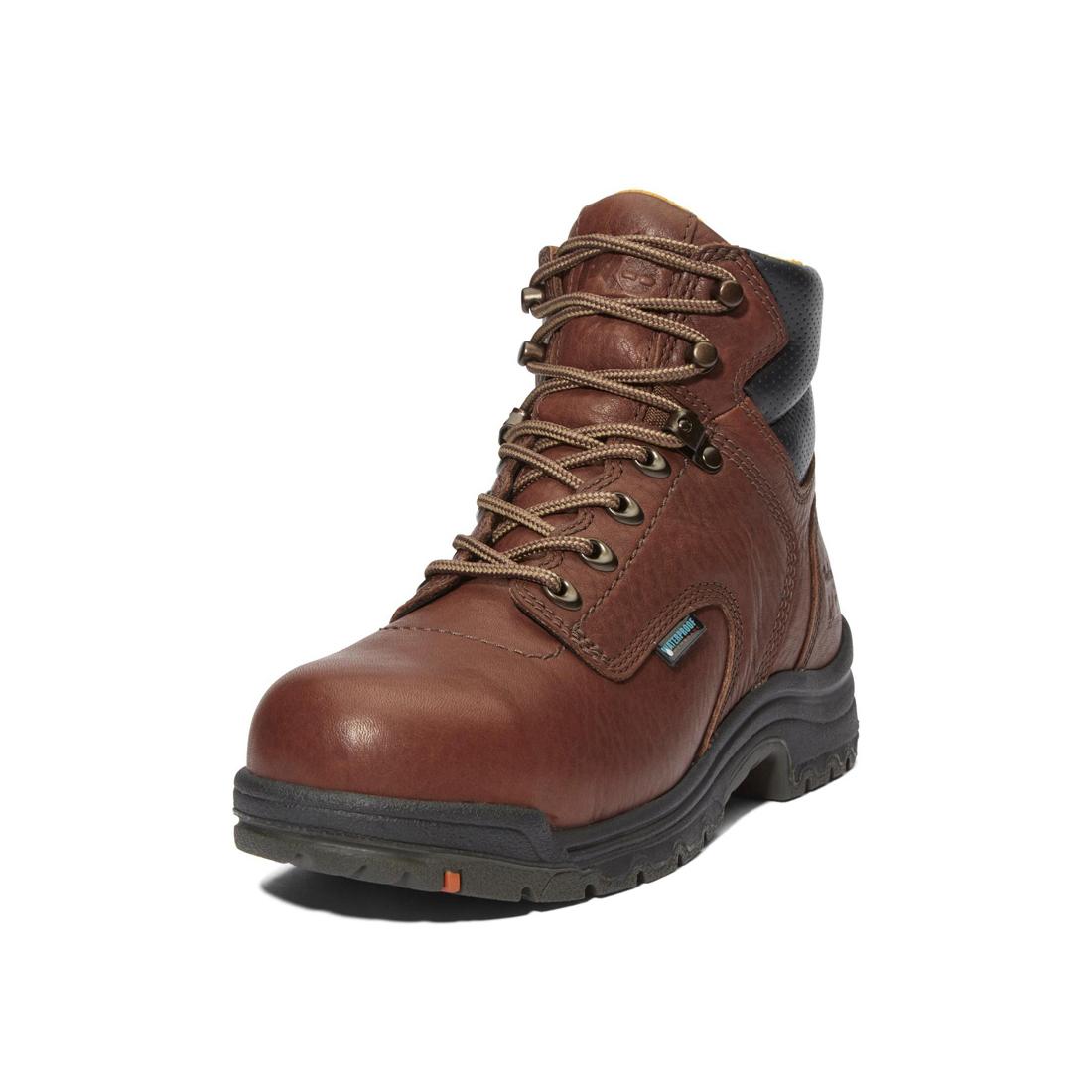 Timberland Pro Women's Titan 6 Inch Alloy-Toe Waterproof Work Boot Brown Detail View