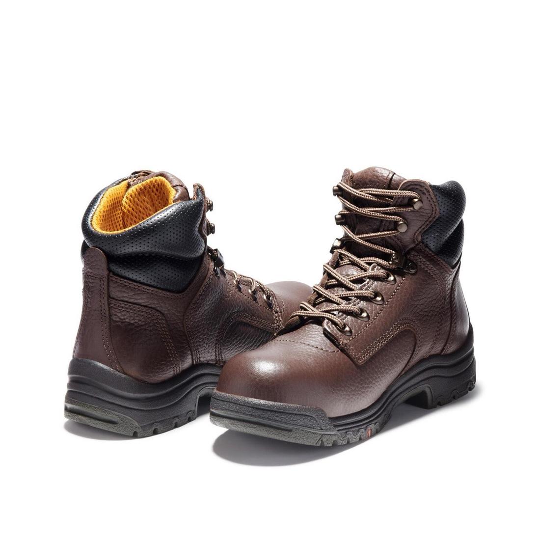 Timberland Pro Women's Titan 6 Inch Alloy-Toe Waterproof Work Boot Brown Heel-Back View