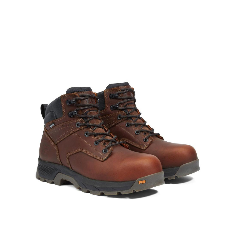 Timberland Pro Titan EV 6 Inch Composite-Toe Waterproof Work Boot Brown Angled View