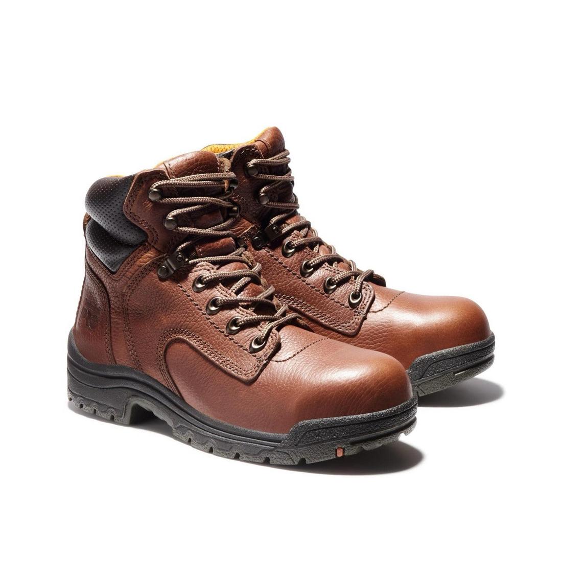 Timberland Pro Women's Titan 6 Inch Alloy-Toe Work Boot Brown Coffee Detail View