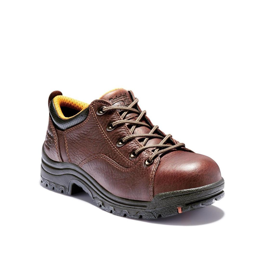 Timberland Pro Women's Titan Alloy-Toe Oxford Work Shoe Brown Medial View