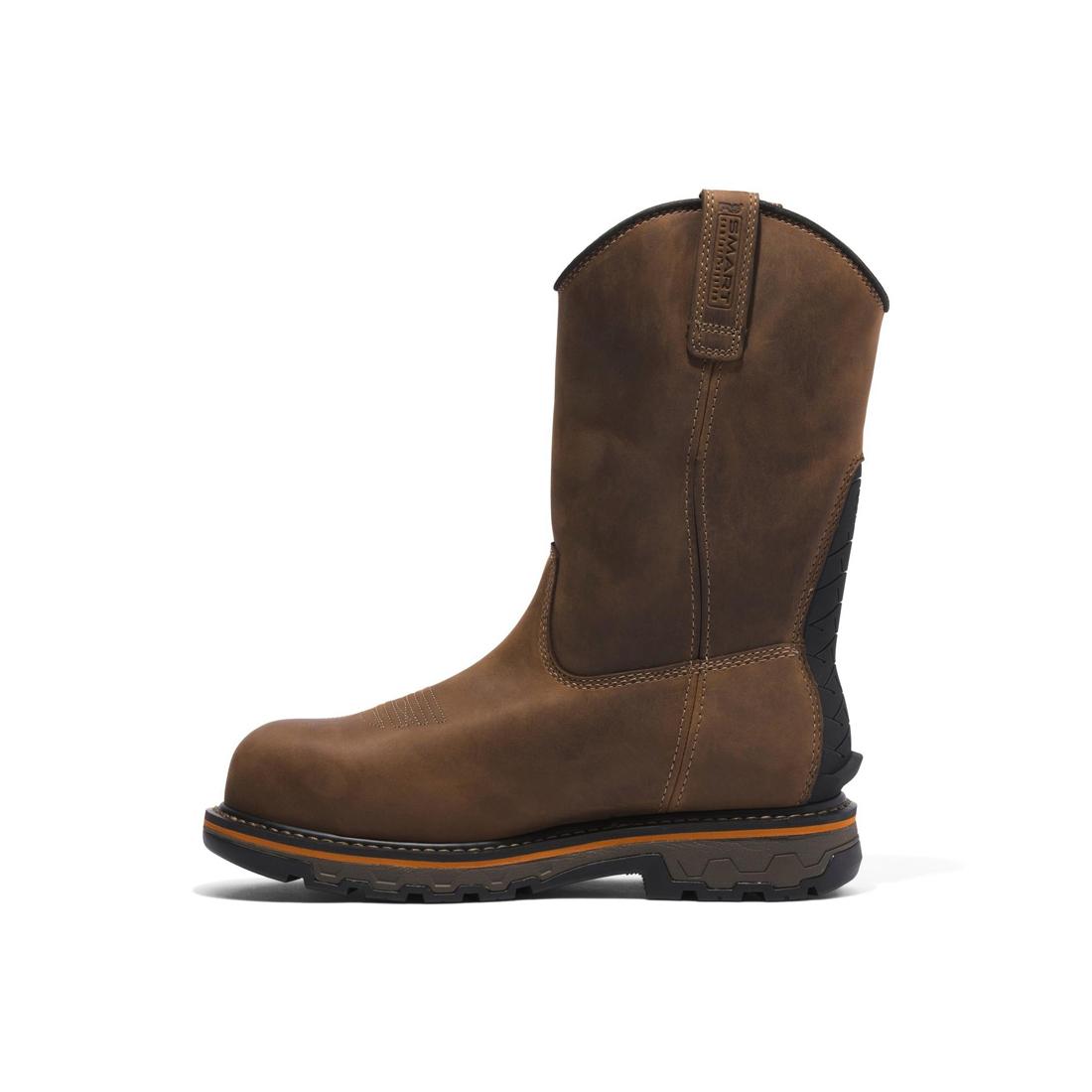 Timberland Pro True Grit Composite-Toe Waterproof Pull-On Work Boot Brown Bandit Angled View