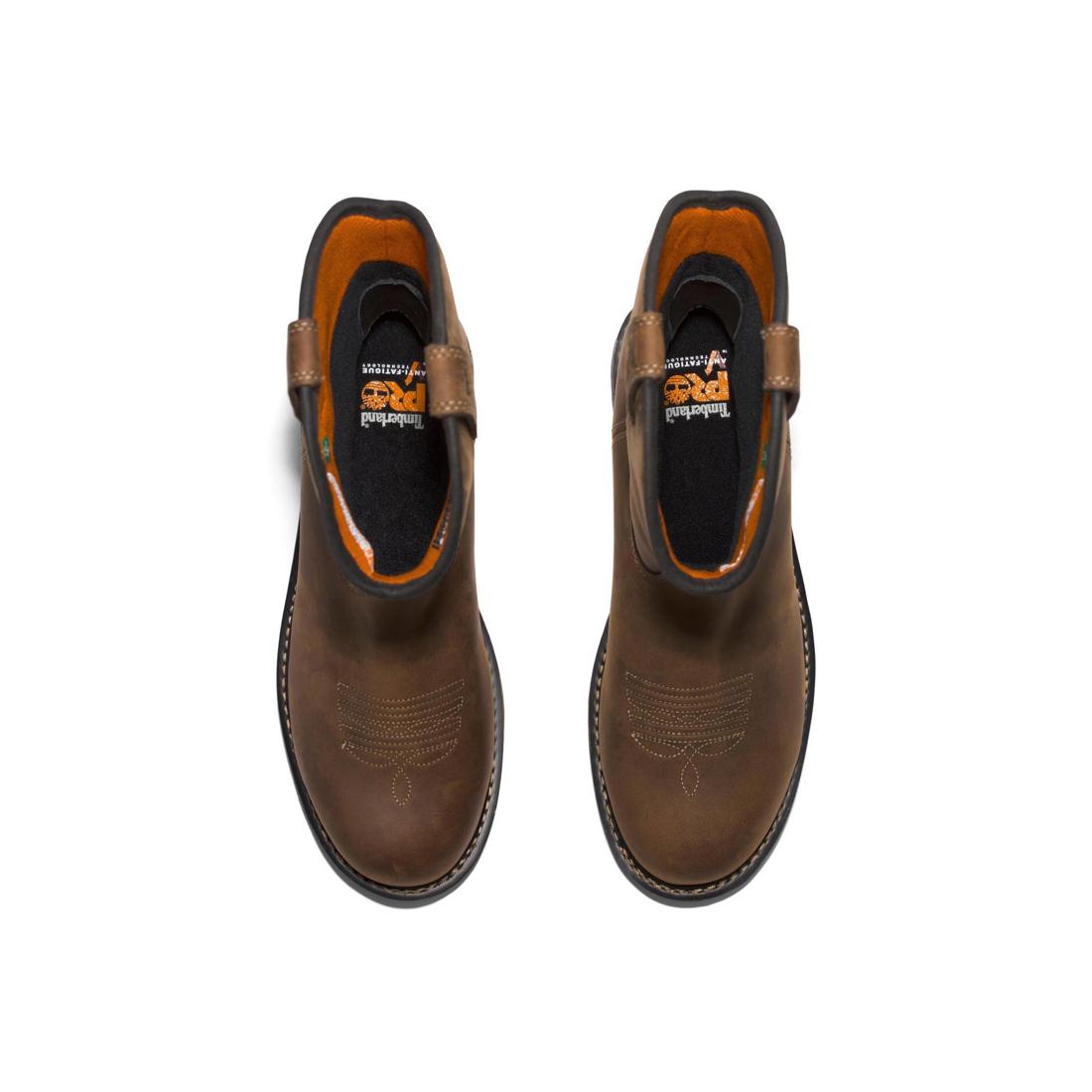 Timberland Pro True Grit Composite-Toe Waterproof Pull-On Work Boot Brown Bandit Front-upper View