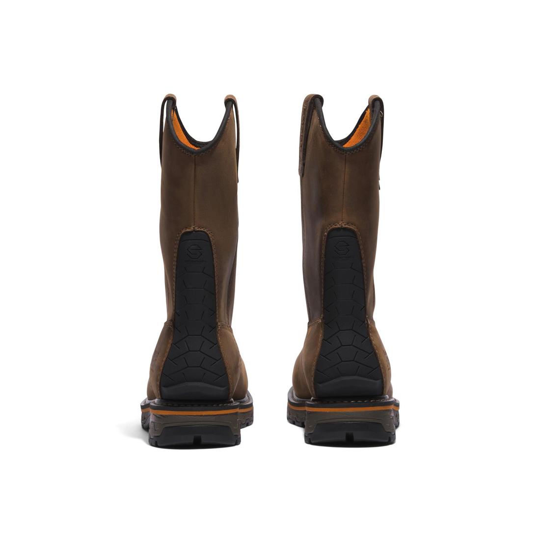 Timberland Pro True Grit Composite-Toe Waterproof Pull-On Work Boot Brown Bandit Heel-Back View