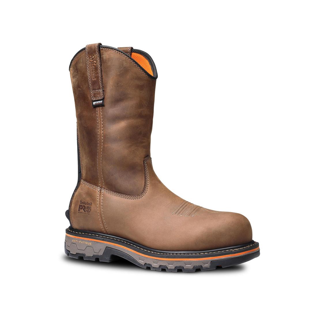 Timberland Pro True Grit Composite-Toe Waterproof Pull-On Work Boot Brown Bandit Medial View