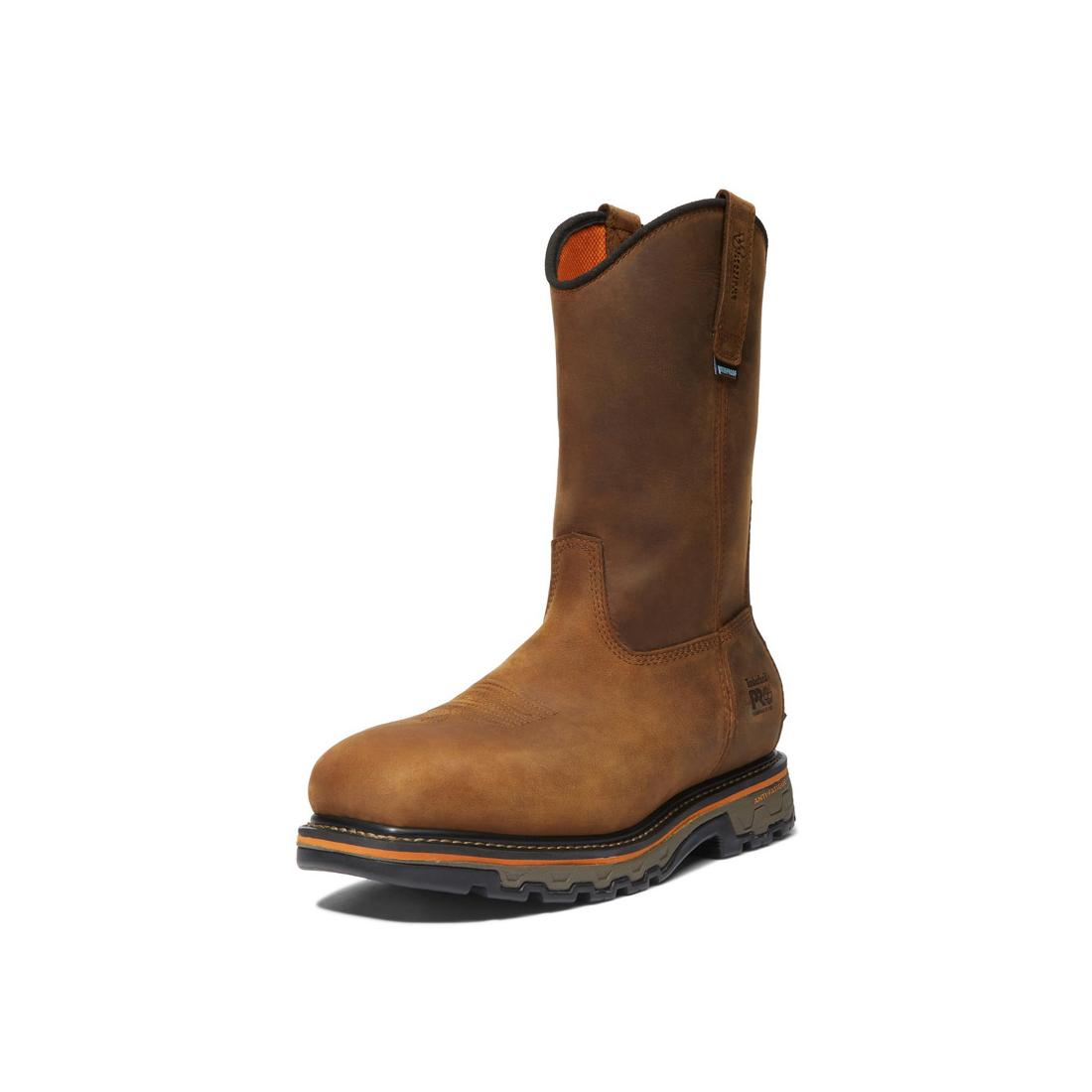 Timberland Pro True Grit Composite-Toe Waterproof Pull-on Work Boot Brown Detail View