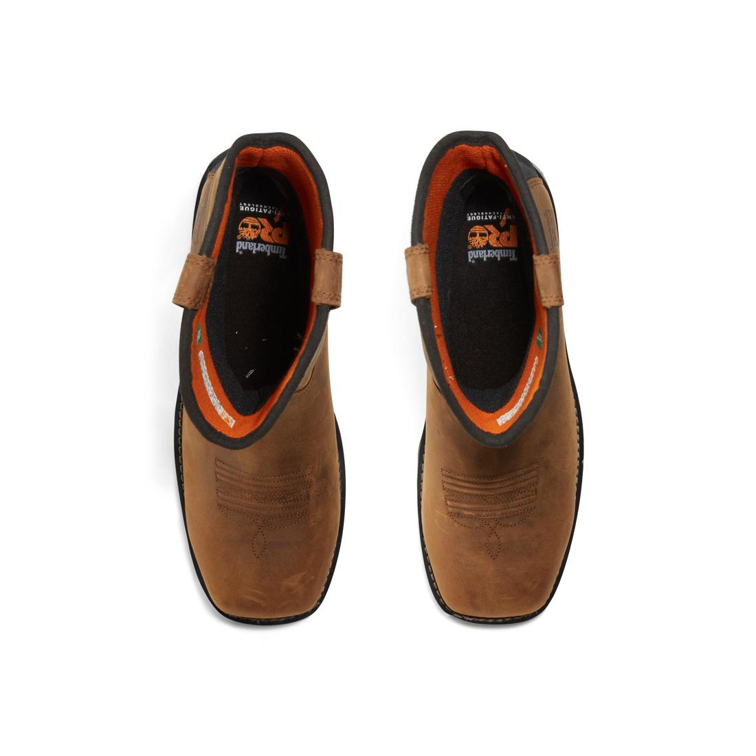 Timberland Pro True Grit Composite-Toe Waterproof Pull-on Work Boot Brown Front-upper View