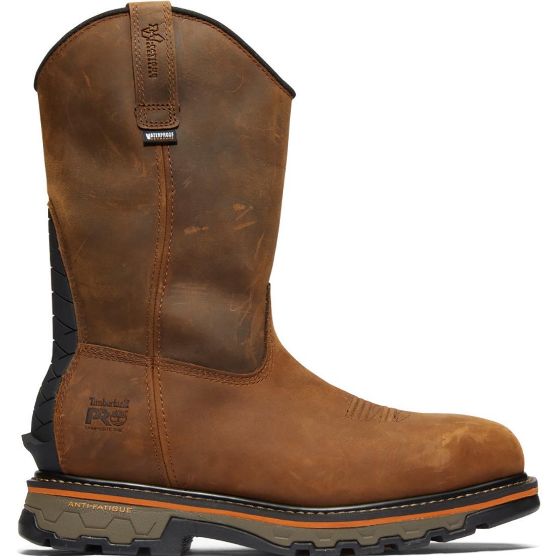 Timberland Pro True Grit Composite-Toe Waterproof Pull-on Work Boot Brown Profile View