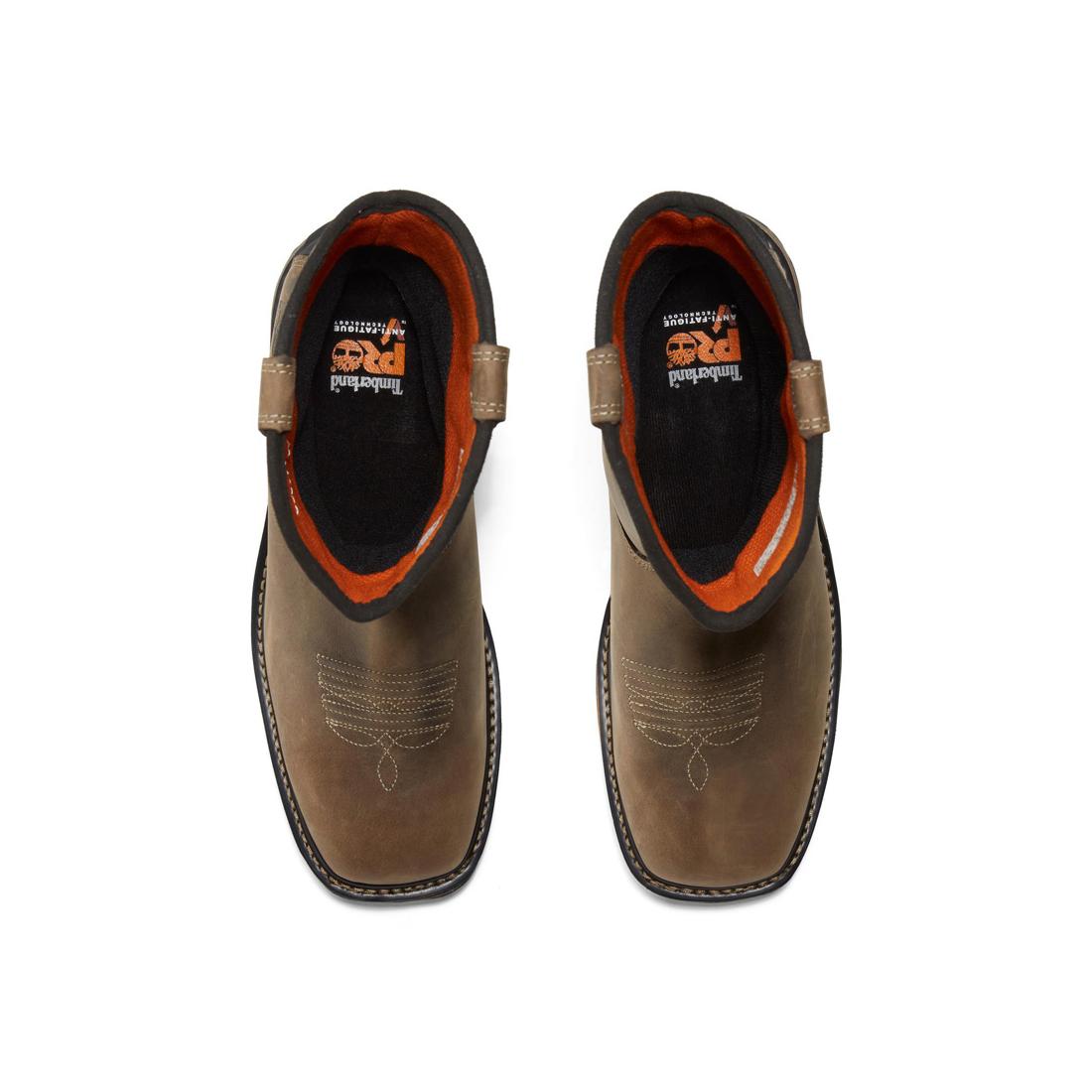 Timberland Pro True Grit Soft-Toe Waterproof Pull-On Boot Brown Front-upper View