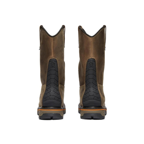 Timberland Pro True Grit Soft-Toe Waterproof Pull-On Boot Brown Heel-Back View