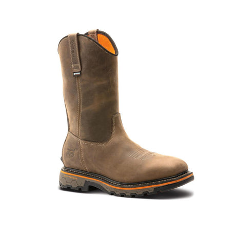 Timberland Pro True Grit Soft-Toe Waterproof Pull-On Boot Brown Medial View