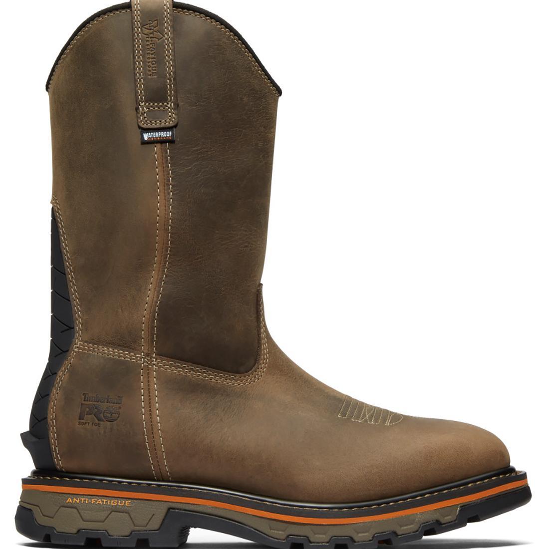 Timberland Pro True Grit Soft-Toe Waterproof Pull-On Boot Brown Profile View