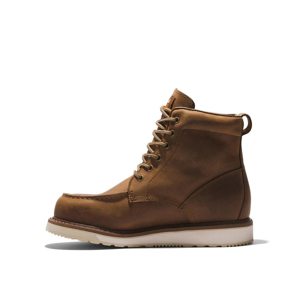 Timberland Pro Wedge 6 Inch Soft-Toe Moc Toe Boot Brown Angled View