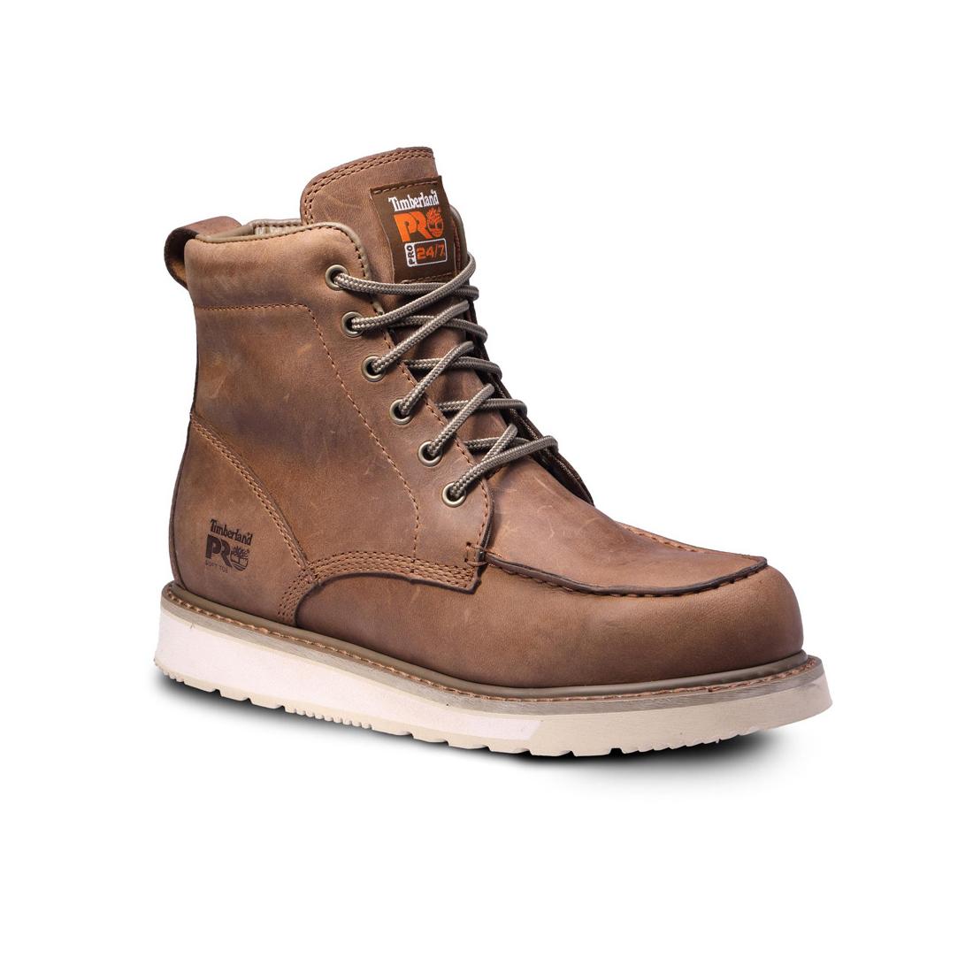Timberland Pro Wedge 6 Inch Soft-Toe Moc Toe Boot Brown Medial View