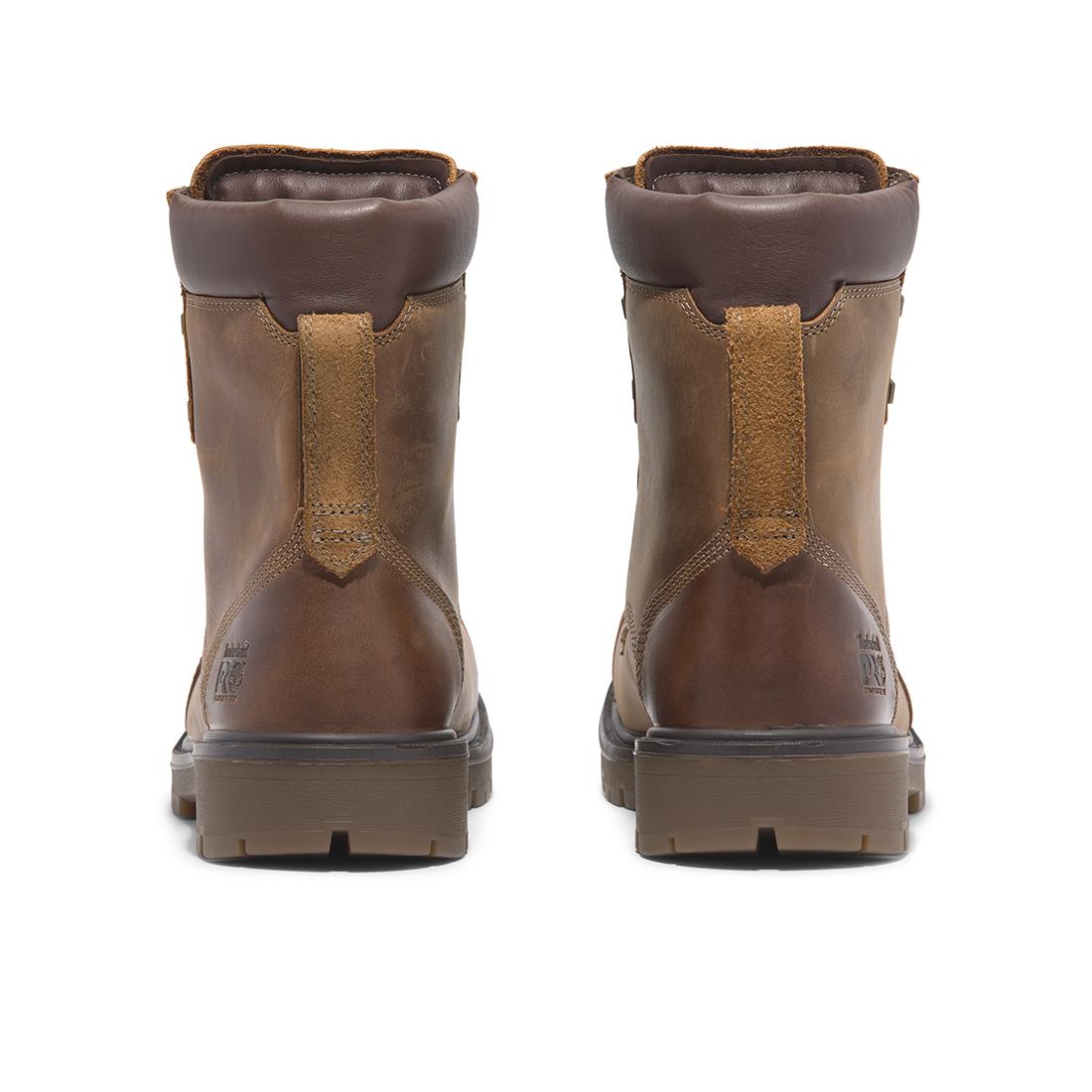 Timberland Pro Whitman 8-Inch Waterproof Composite-Toe Work Boot Full Grain Medium Brown Heel-Back View